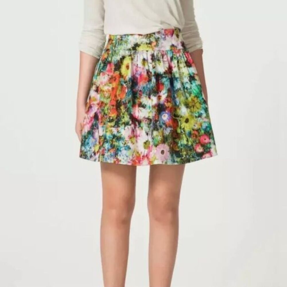 Zara Women's Floral Tulip Mini Skirt Size M Multicolor Spring Casual